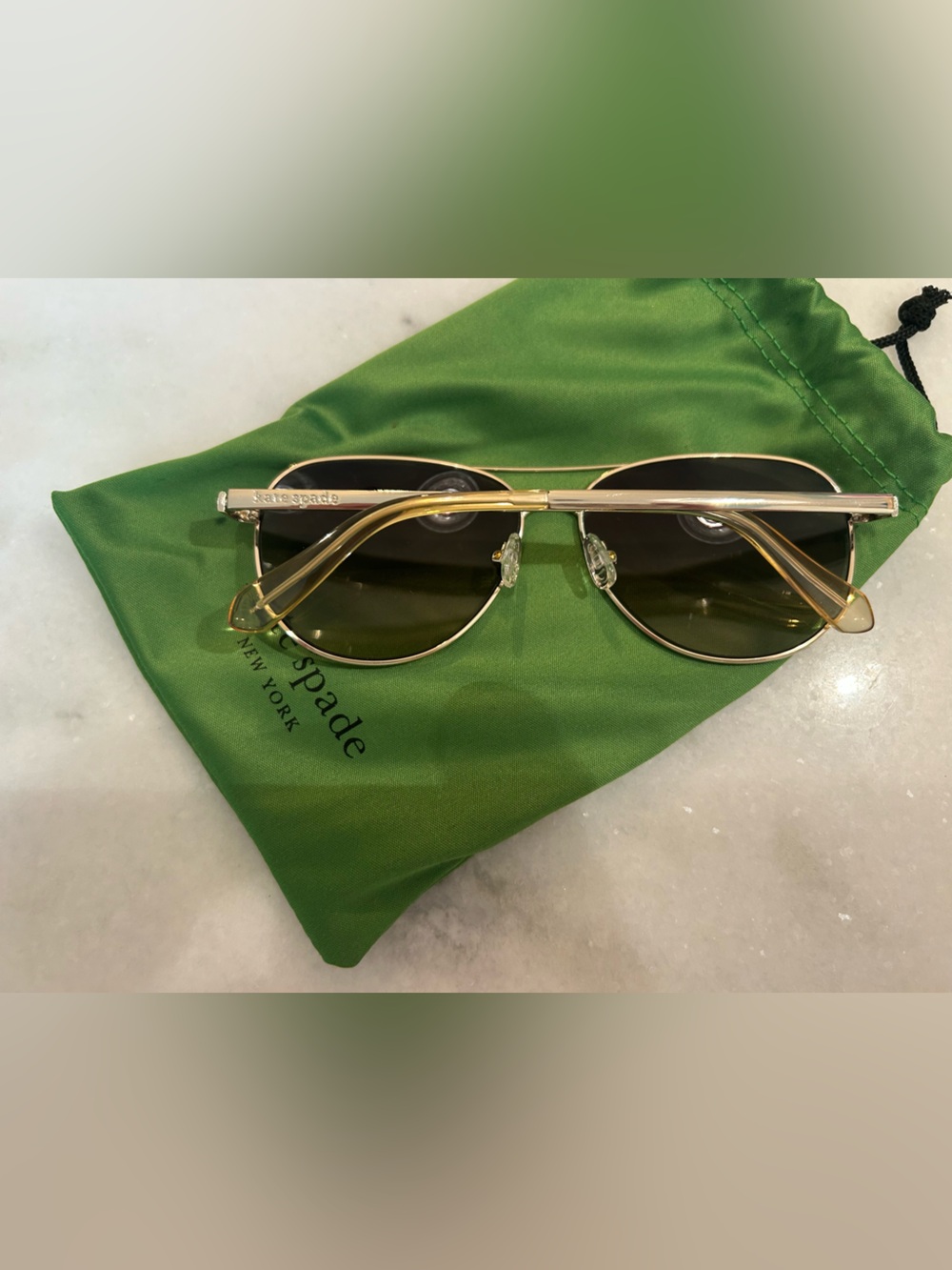 Kate Spade gold aviator sunglasses with brown lenses New - Picture 3 of 6